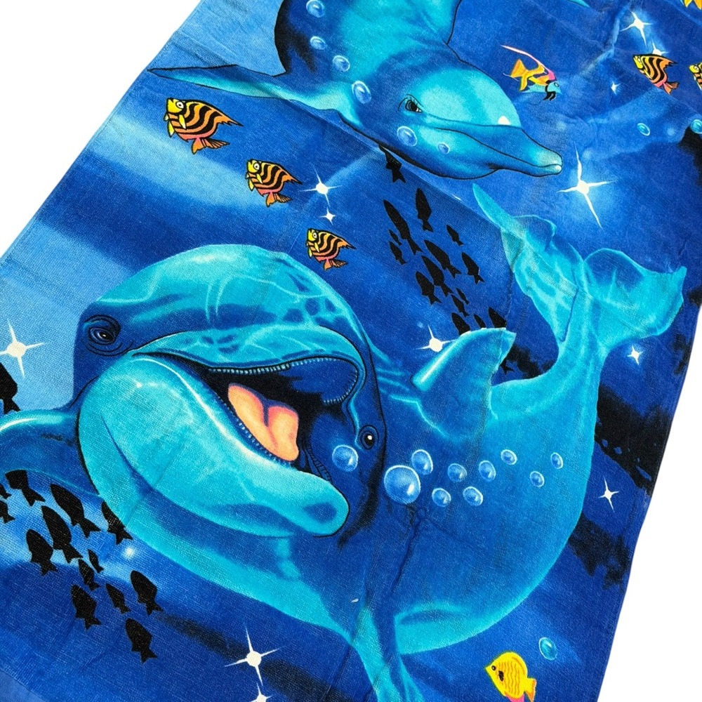 Unbranded Dolphin Underwater Scene Beach Towel Blue Tropical Fish